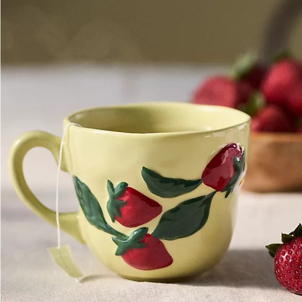 Anthropologie Coffee Mugs - Yellow & Lavender (Set of 2)